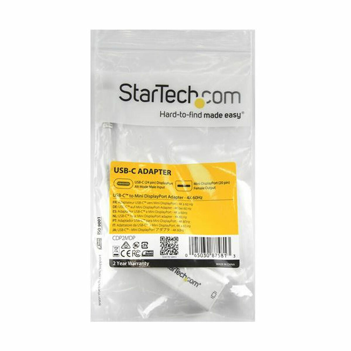 USB C to Mini DisplayPort Adapter Startech CDP2MDP White 4K Ultra HD