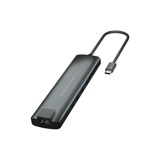 USB Hub Conceptronic 110515507101 Aluminium Grey 9-in-1