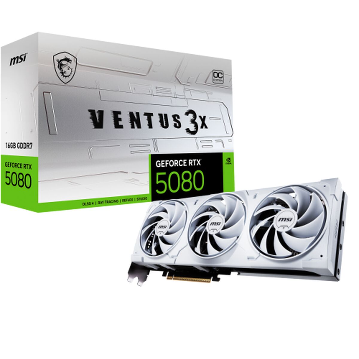 Graphics card MSI VENTUS GEFORCE RTX 5080 16G 3X OC WHITE GEFORCE RTX 5080 16 GB GDDR6X GDDR7