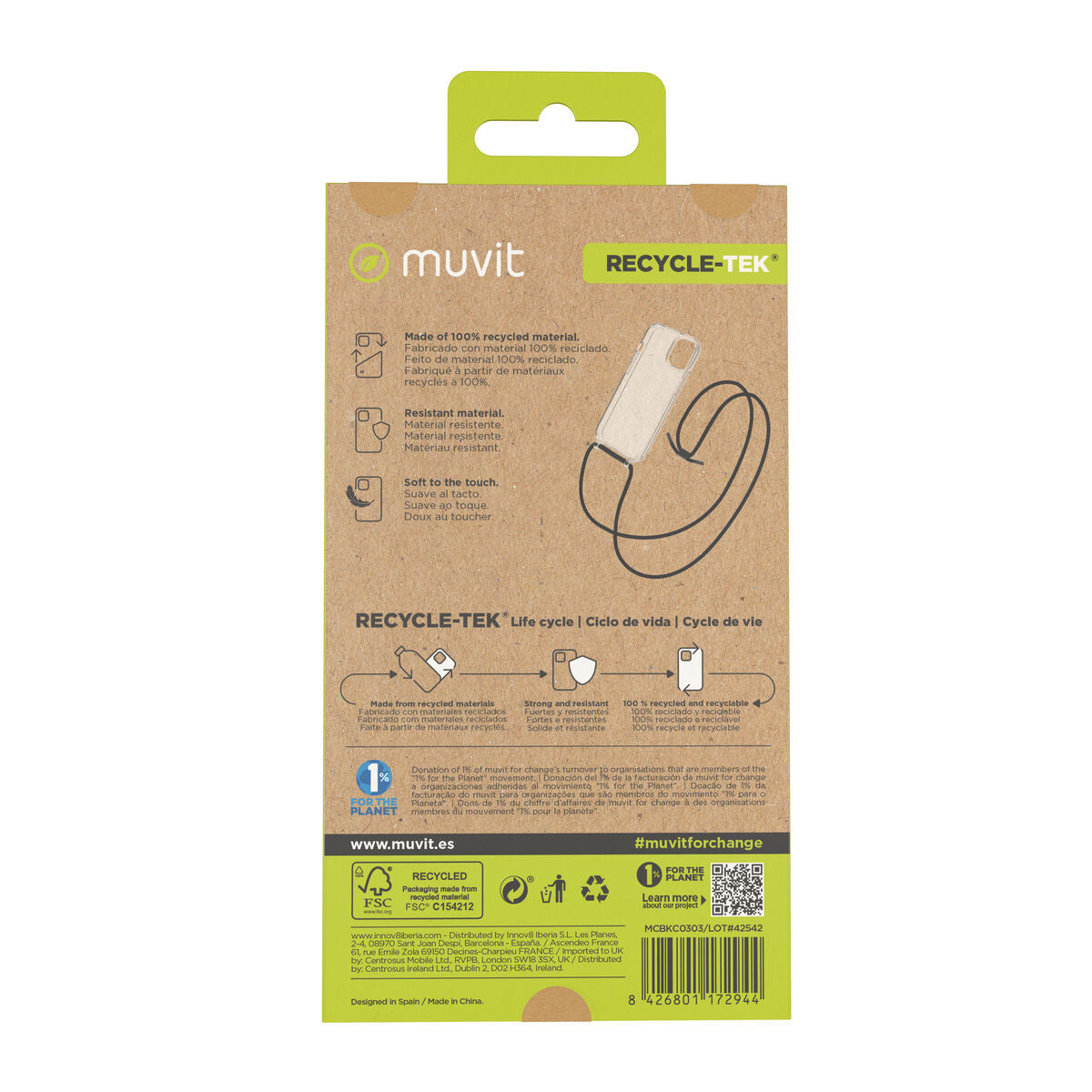 Mobile cover Muvit for Change iPhone 15 Pro Max Transparent
