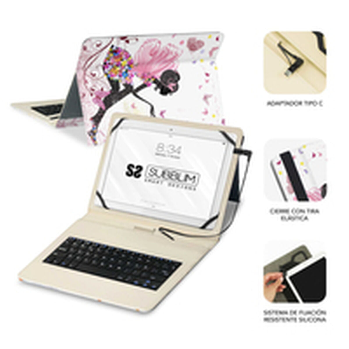 Tablet cover Subblim Keytab Multicolour Spanish Qwerty QWERTY