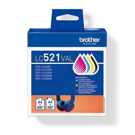 Original Ink Cartridge Brother LC521VAL Yellow (4 Units)