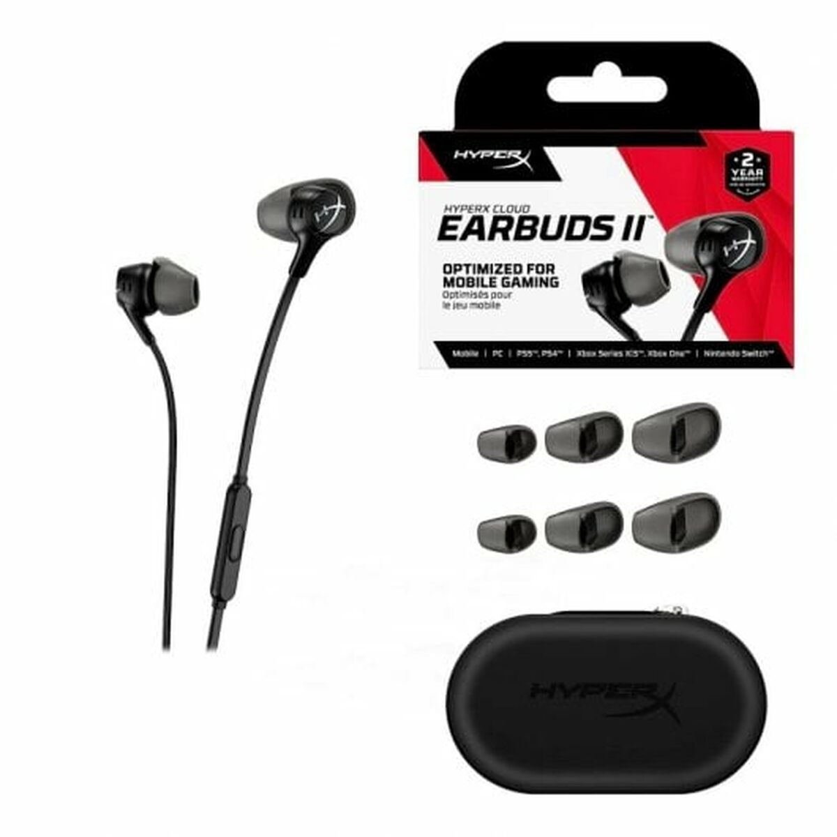 Headphones with Microphone HyperX Cloud EarBuds II Black