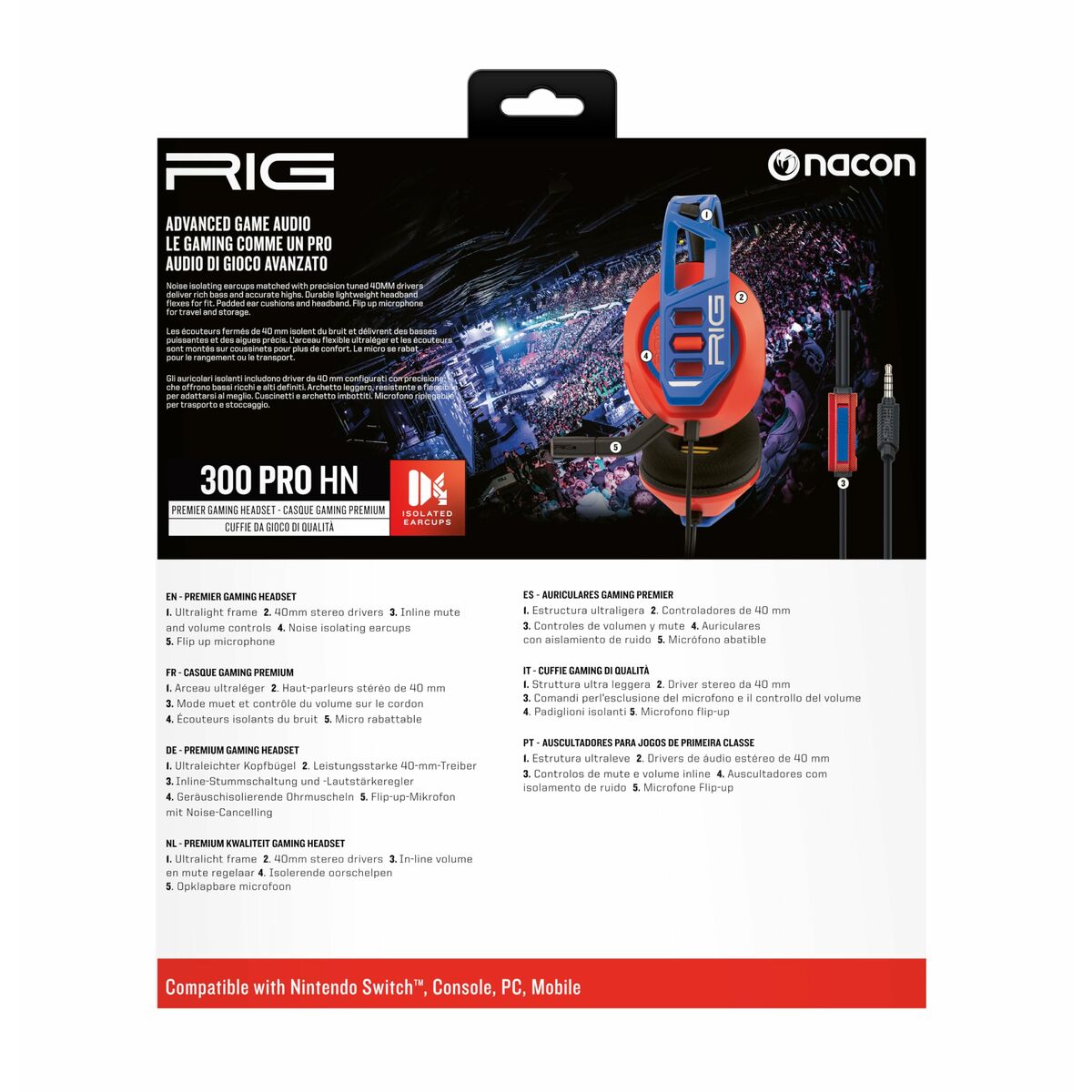 Headphones Nacon RIG300PROHNR+B