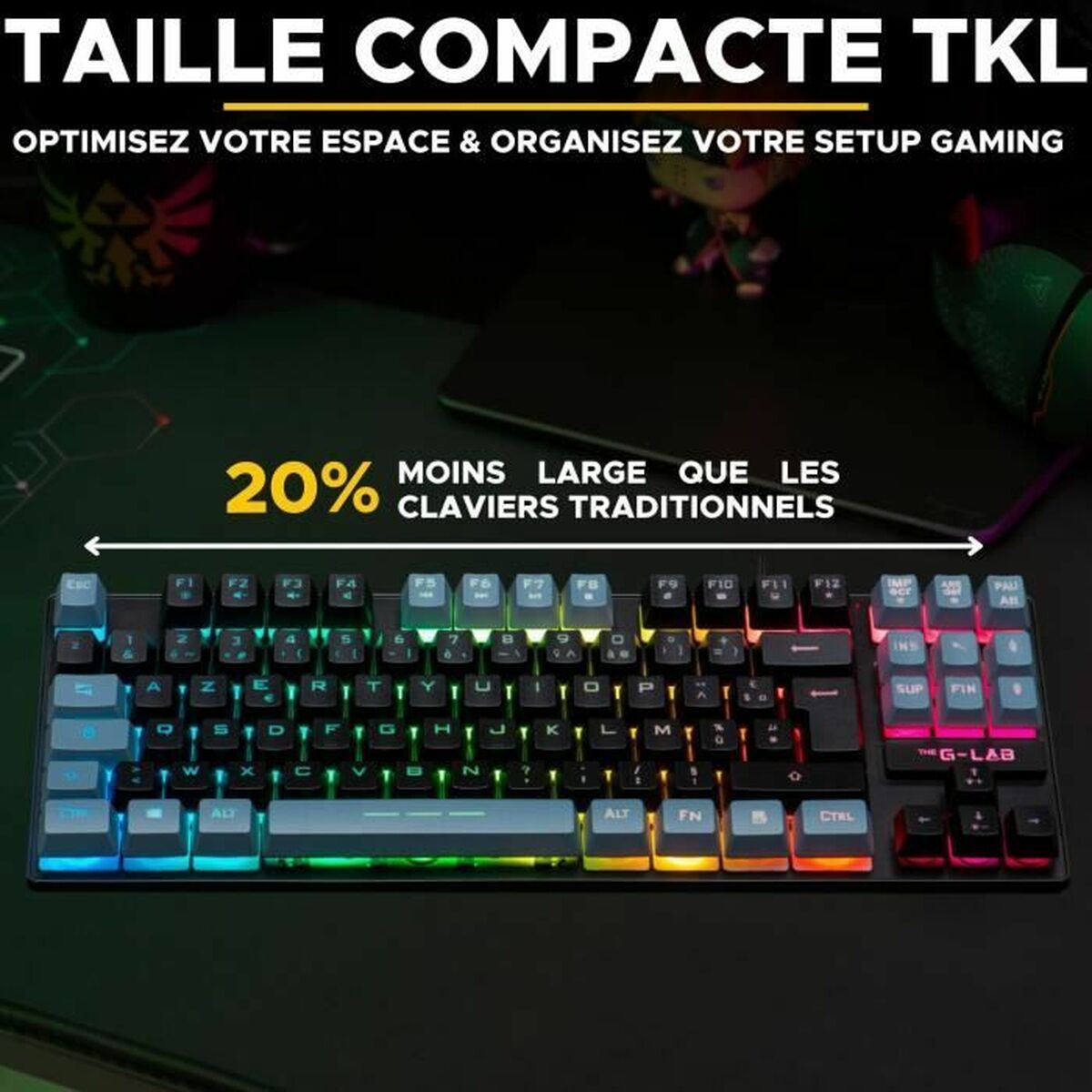 Keyboard The G-Lab KEYZ CAESIUM Black Grey Azerty French