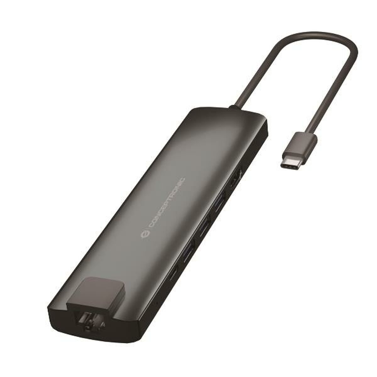 USB Hub Conceptronic 110515507101 Aluminium Grey 9-in-1