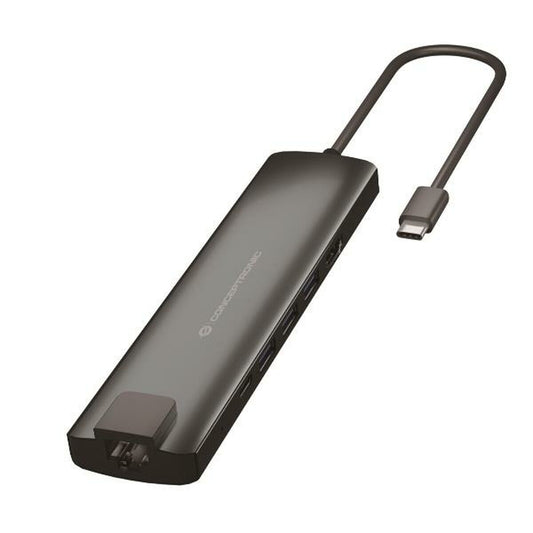 USB Hub Conceptronic 110515507101 Aluminium Grey 9-in-1