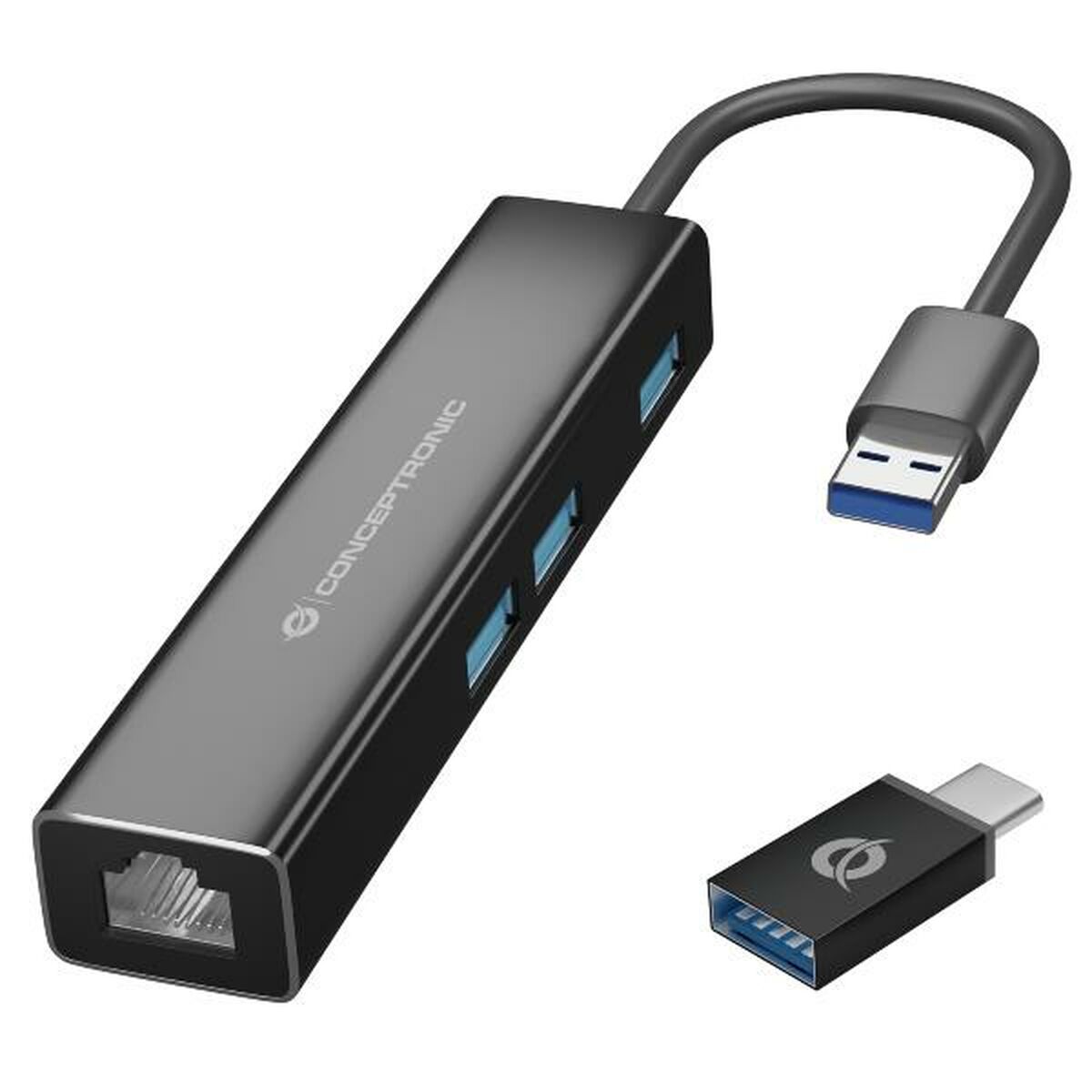3-Port USB Hub Conceptronic DONN07BA Black (1 Unit)