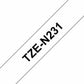 Laminated Tape for Labelling Machines Brother TZEN231 White Black