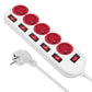 Power Socket - 5 sockets with Switch MacLean MCE204 R/W (1,5 m)