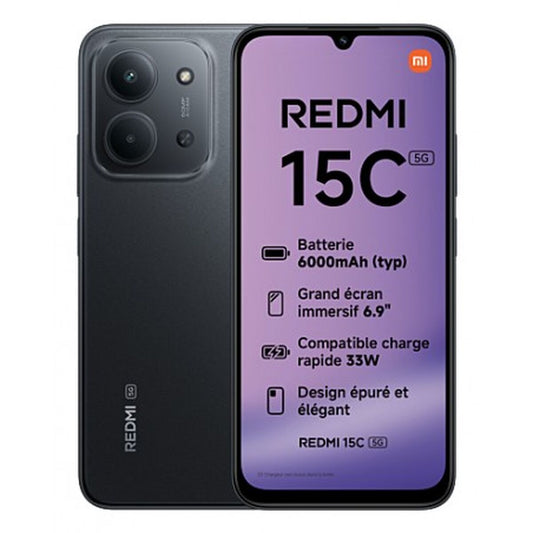 Smartphone Xiaomi REDMI 15C 5G 4-256 BK 6,9" 8 GB RAM 4 GB RAM 256 GB Black