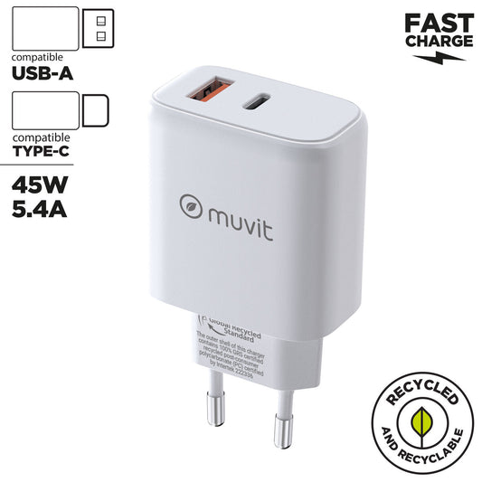 Wall Charger Muvit for Change MCD356 White 18 W 45 W