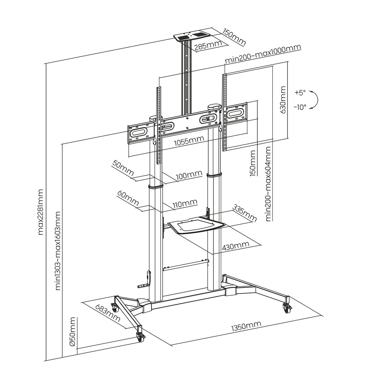 Trolley Aisens FT100TE-171 60" 100"