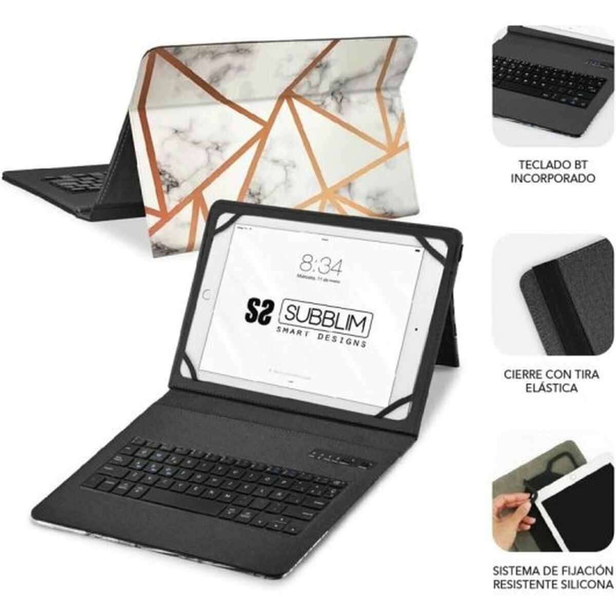 Case for Tablet and Keyboard Subblim SUBKT5-BTTW10 Multicolour Spanish Qwerty QWERTY (1 Unit)